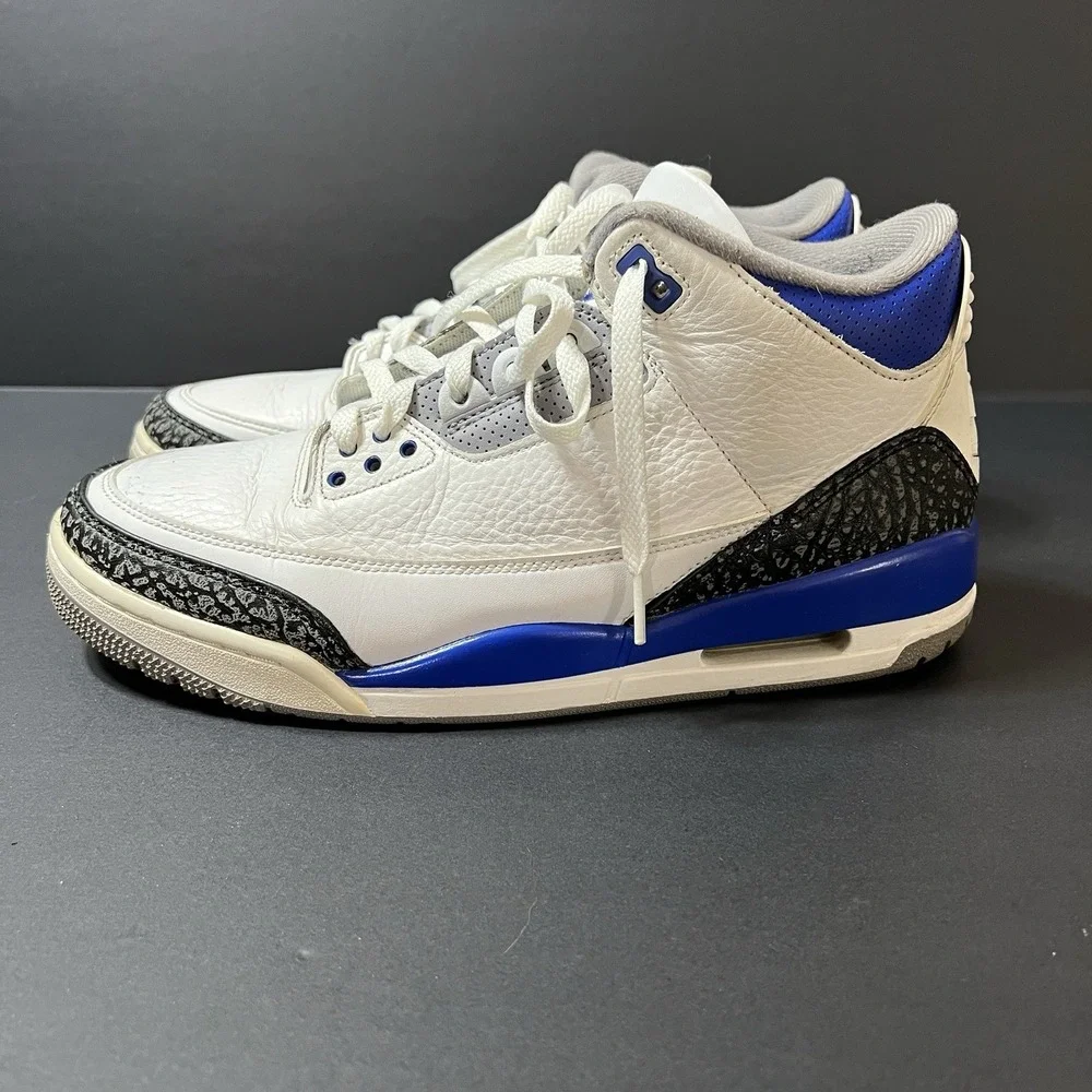 Nike Air Jordan 3 Retro Racer Blue White Black Cement Grey Mens 10.5 CT8532-145